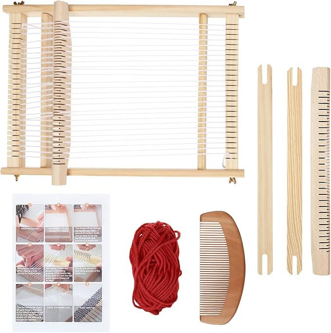 JMIATRY Weaving Loom Kit for Adults Beginners, 20cm Weaving Frame Looms, Multi-Craft Wooden Large Lap Frame Knitting Weaving Loom DIY Hand-Knitted Woven Set