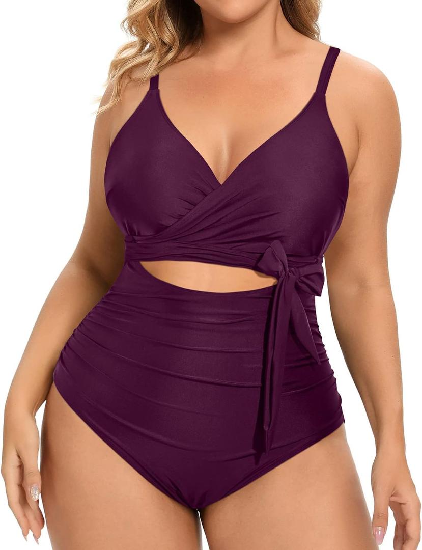 Daci Plus Size One Piece Swimsuit - Tummy Control Bathing Suit for Women Cutout Swimwear, Size: 22 Plus
