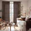 BGment Brown Linen Curtains 84 Inch Length 2 Panels for Living Room Windows, Chocolate Semi Sheer Drapes Textured with Rod Pocket for Farmhouse Bedroom Dining Decor Lightweight, Each 52 Inch Wide