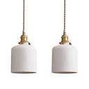 Aeyee Ceramic Pendant Light Fixture Set of 2, Dome Hanging Light, Adjustable Pendant Lighting for Kitchen Island Bedroom