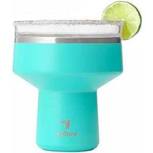 REDUCE Saltini 16oz Margarita Tumbler - Insulated Cocktail Glass with Lid | 360 Sippable Martini Glass Alternative,Keeps Drinks Cold for 10 Hours,Ocean Breeze,Saltable Splash-Proof Lid,Cocktail Tumbler