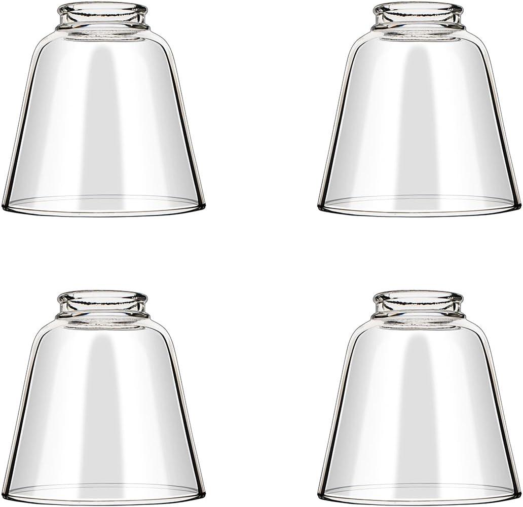 4 Pack Clear Glass Shade Covers Replacements, 4.75in Height, 4.75in Diameter, 2.1in Fitter, Clear Cylinder Glass Lamp Shade Replacement Globe