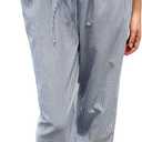 Girl's Wide Leg Casual Linen Pants Elastic High Waisted Long Loose Trousers, 16Y