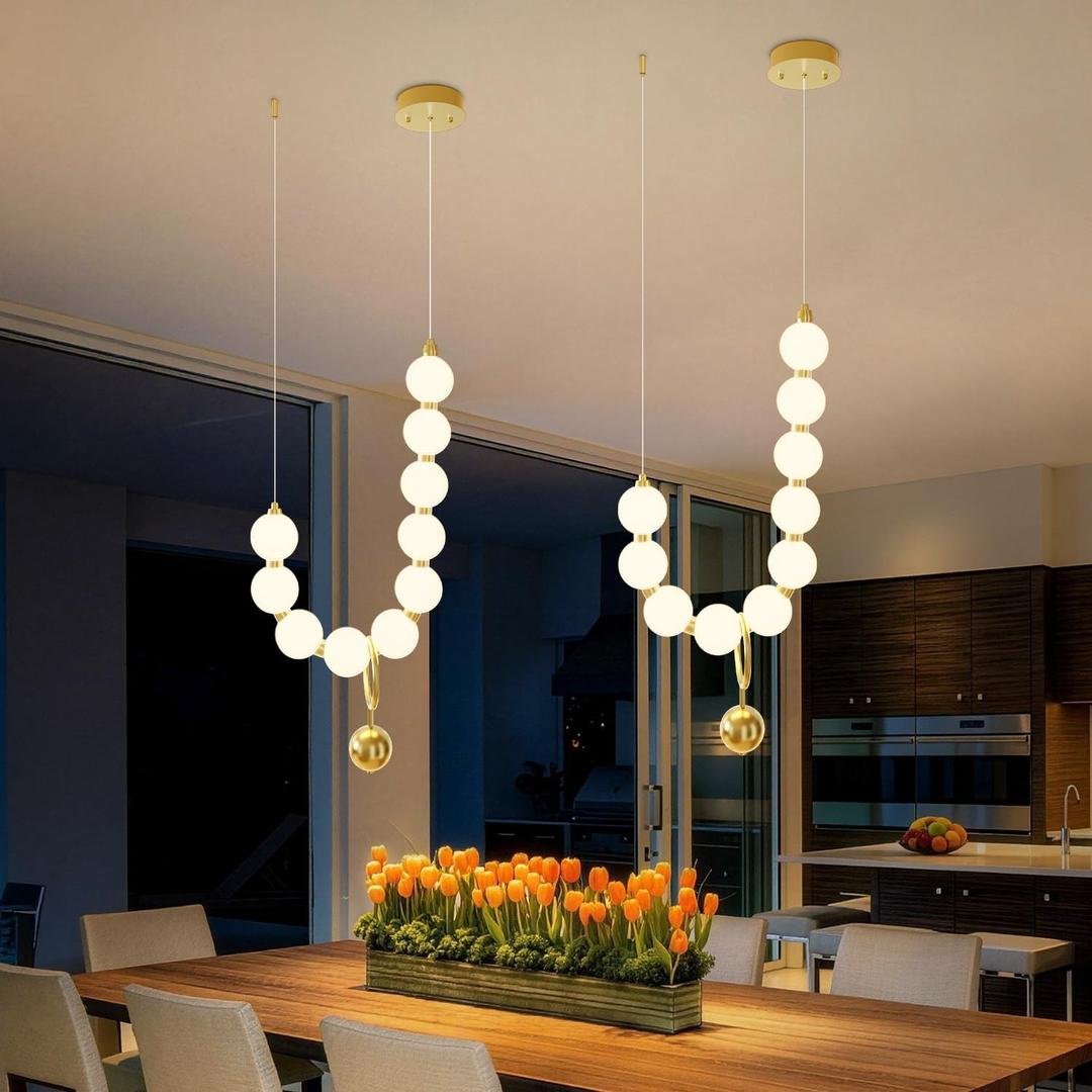 Modern Globe Chandelier High Ceiling Bubble Pendant Light Gold 10 Lights | Bubble Ball Chandelier Bubble Chandeliers Long Pearl Chandelier for Foyer Living Room Dining Room Stairwell LED Dimmable