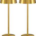 2 Pack Cordless Table Lamps, Rechargeable Lamp with 5000mAh Battery Operated, Touch Lamps, Portable Indoor/Outdoor Lamp for Kitchen Living Room Bedroom, Waterproof (Gold)