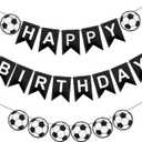 Soccer Birthday Banner, Soccer Party Decorations, Black and White, 6x8 Inches, Standard Banner, Indoor/Outdoor, RM Team Name