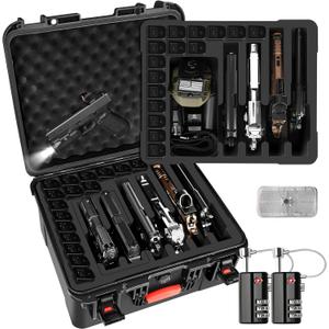 Pistol Gun Case for Multi Handguns - Hold Multiple Pistols & Magazines, Pre-cut Waterproof Hard Shell Gun Box, TSA Approved Pistol Case for SIG Sauer, Smith & Wesson, for Colt, for Revolver, for Glock, 16.1 x 14.5 x 8.6 inches