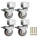 PATIKIL 2 Inch Caster Wheels, 4 Pcs Swivel Casters with Break 1" U Bracket Opening 55 Lb Capacity Per Caster for Furniture, Office Chairs, Carts, and Cabinets, Brown