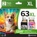 EaseFusion 63XL Ink Cartridges Black and Color Combo Pack Replacement for HP Ink 63 HP63 HP63XL Compatible with HP OfficeJet 3830 4650 5255 5258 4655 5200 Envy 4520 4512 DeskJet 3637 3630 1112 Printer