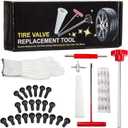 CarBole Valve Stem Removal Tool, Quick Change Tire Valve Stem Core with Gloves T-Hook Push Rod TR413 TR414 TR415 for Replacing Leaky Valves in Cars Trucks Atvs Motorcycles