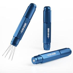 MHW-3BOMBER WDT Tool Espresso Distribution Tool Retractable Espresso Coffee Stirrer, Adjustable Range Coffee Distributor for Barista, Magnetic Store, 0.4mm 8 Needles with 8 Extra, Blue, T6192-OS