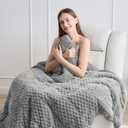 Wemore Fleece Weighted Blanket for Adults (48" x 72" 15lbs, Grey), Dual Sided Cozy Soft Sherpa Heavy Blanket, 3D Imitation Turtle Shell Warm Jacquard Flannel Weighted Blankets for Couch and Bed
