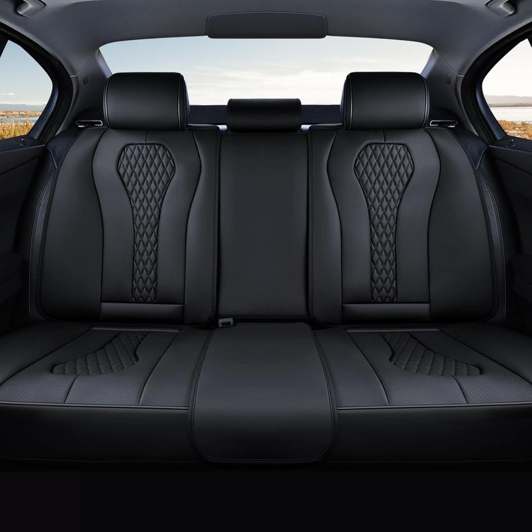 Coverado Back Seat Covers, Waterproof Car Protectors, Black Leather Seat Covers, 3-Piece Automotive Seat Covers for Back Seats Universal Fit for SUVs & Cars, All-Weather Protection Coverado Back Seat Covers, Waterproof Car Protectors, Black Leather Seat Covers, 3-Piece Automotive Seat Covers for Back Seats Universal Fit for SUVs & Cars, All-Weather Protection