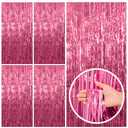 BOMSI 2 Pack Pink Tinsel Curtain Party Backdrop Foil Fringe Birthday Photo Booth Streamer Backdrop Theme Decorations
