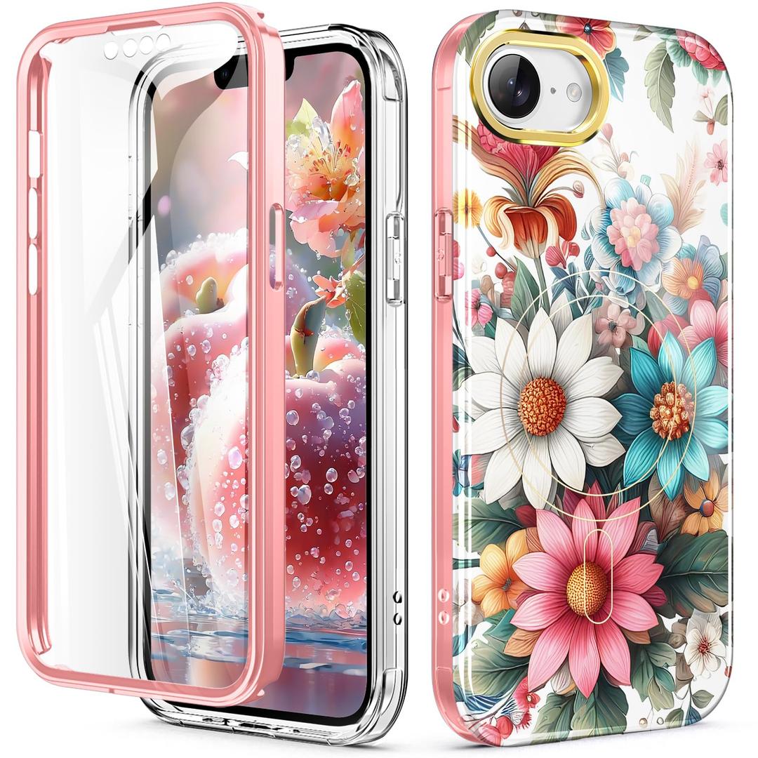 CASEFACOTRY for iPhone 17e/16e Case 6.1, [with Screen Protector] [Compatible with Mag-Safe] Shockproof Lightweight Dual-Layer Full-Body Protective Case for Women & Girls, Colorful Sunflowers