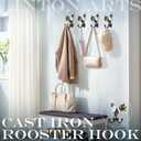 Cast Iron Rooster Wall Hook - 1 Pack Heavy Duty Decorative Hook, Solid Cast Iron Coat Hook with Mounting Screws, for Entryway Kitchen Bedroom