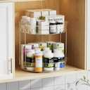 LAMU 2 Pack 2 Tier Lazy Susan Turntable Organizer 12inch Rotating Spice Rack Organization for Cabinet, Kitchen, Pantry, Countertop, Bathroom, Vanity, Medicine Cabinet Organizer, Clear