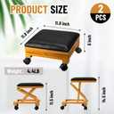 CroBlissful 2 Pack Rolling Adjustable Foot Rest Foldable Under Desk Ottoman with Wheels Leather Foldaway Guitar Foot Stool for Home Office Living Room Bedroom