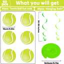 60pcs Tennis Party Foil Swirl Decorations Tennis Ball Ceiling Hanging Banners Decor Hanging Swirls Sports Cutouts Birthday Supplies for Sports Birthday Baby Shower Party Favor Indoor Home Office Decor