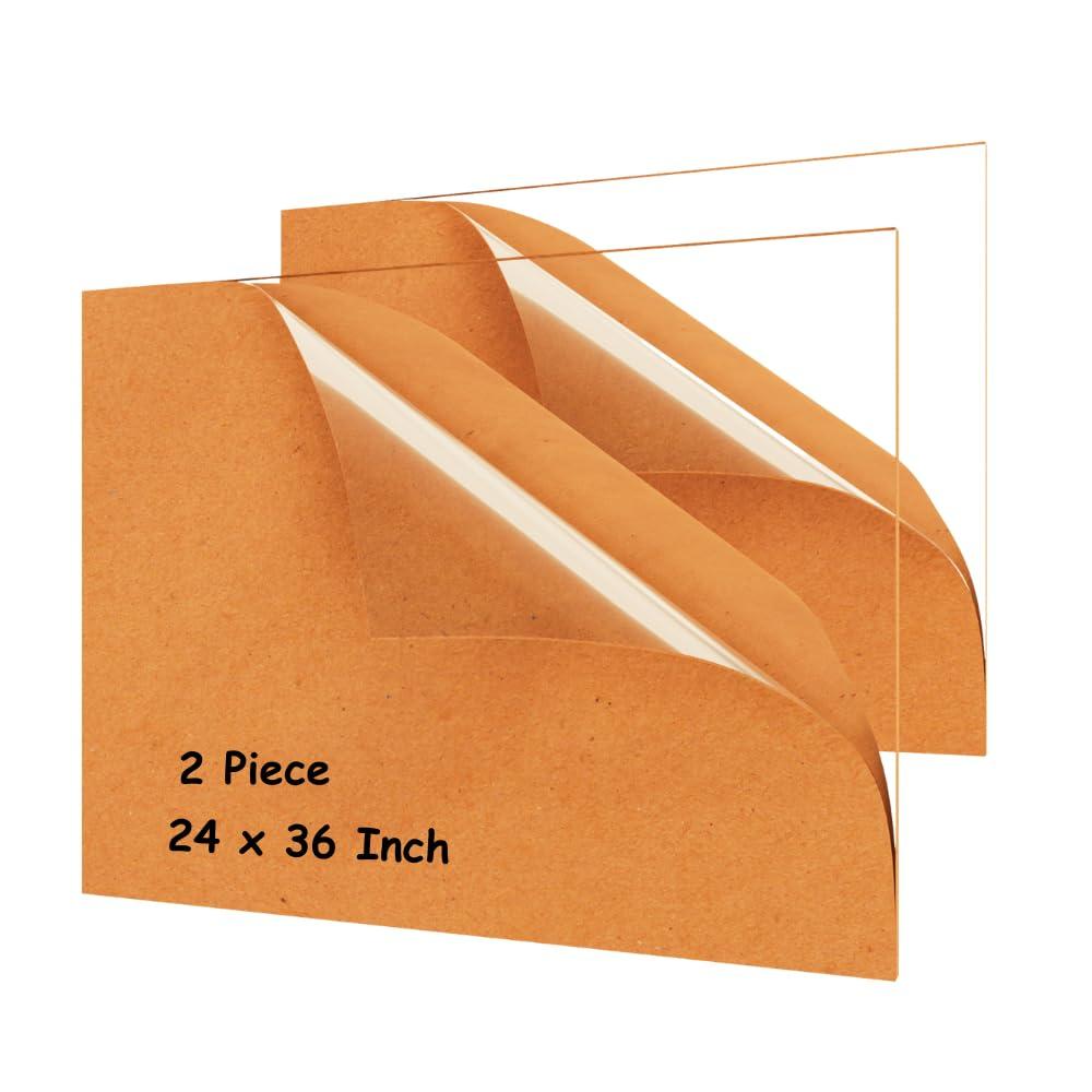 Plexiglass Sheets 1/8" Thick (3mm) Acrylic Sheets - Clear Acrylic Sheet, 24 x 36 (3 Pack) Set for Displays for Signs - Cast Plexiglass Sheet for DIY Projects (24 In x 36 In)