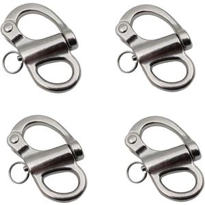 4 Pack 1-3/8(35MM) 316 Stainless Steel Fixed Bail Snap Shackle for Bracelet, Sailboat316 Stainless Steel Fixed Bail Snap Shackle for Bracelet, SCBA Mask Halyard Panic Snap Spinnaker Clip