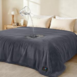 Waterproof Pet Blanket, Liquid Pee Proof Dog Blanket for Sofa Bed Couch, Reversible Sherpa Fleece Furniture Protector Cover for Small Medium Large Dogs Cats, Dark Gray X-Large 85" x 57"