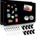 2 Pack Black Magnetic Board,17.5" x 11.4" Magnet Bulletin Board to Display Magnetic Notes, Poetry, Photos, Suitable for Wall, Refrigerator, Cabinet etc, Come with 8 Pcs Dual Lock Tape and Screws