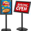 Heavy Duty Sign Holder Stand 11x17 Inch - Pedestal Floor Standing Sign Holder with Weighted Base - Vertical & Horizontal Poster/Menu Stand for Indoor/Outdoor Business Store Advertising, Black