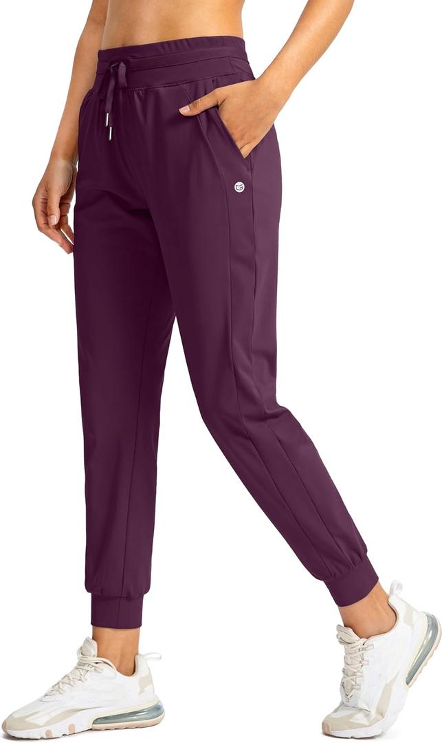 G Gradual Women's Joggers Pants with Zipper Pockets High Waisted Athletic Tapered Sweatpants for Women Workout Lounge (Purple, XL)