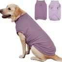 IECOii 2 Pack Fleece Dog Sweaters for Large Dogs - Stretchy & Warm Dogs Fleece Sweater for Labrador Boy Girl, Comfortable & Warm, Machine Washable, Fall & Winter (Size XXXL,Dark Purple & Light Purple)