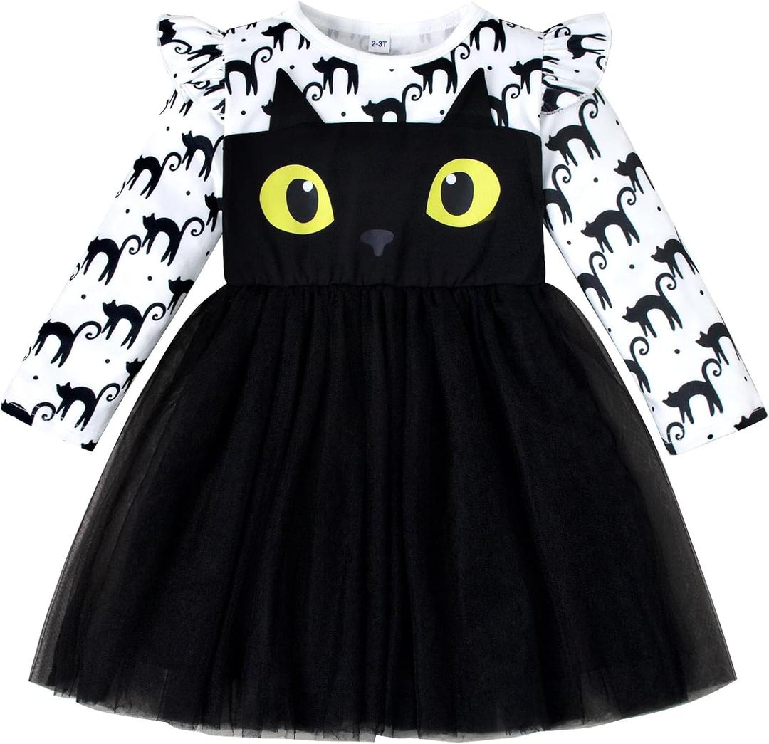 LYSMuch Toddler Girl Long Sleeve Tulle Dress Tutu Baby Dresses Kid Holiday Clothes (5-6 Years, White)