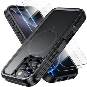 Magnetic for iPhone 16 Pro Max Case, Heavy Duty Protection, 23ft Military-Grade Drop Protection, Compatible with MagSafe, Tough Non-Slip, Matte Surface Phone case for iphone 16 Pro Max 6.9", Black