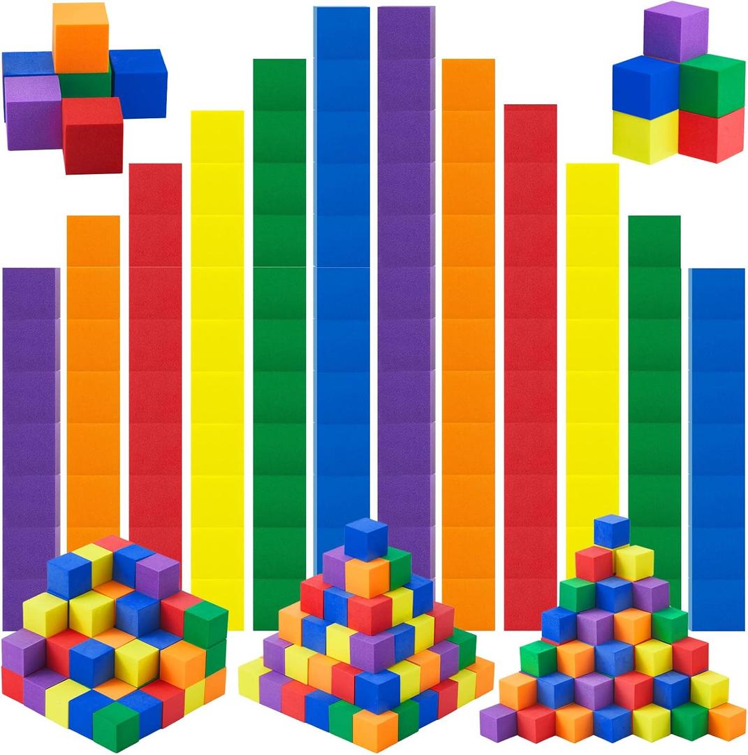 Fuutreo 200 Pieces Foam Blocks 1 Inch Counting Blocks Soft Counting Cubes for Kids Math Learning Small Colored Foam Cubes for Children Preschool Classroom Teacher Supplies, Assorted Colors