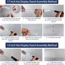 Acrylic Hat Stand and Wig Display Rack, 2pcs 17" Clear Hat Stands for Display, Adjustable Height Hat Holder, Square Barbell Base Display, Hat Rack Stand for Display Jewelry Watch Helmets