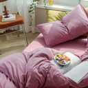 AMWAN Modern Purple Mauve Solid Cotton Duvet Cover with 2 Pillowcases, King Size, Knit Comforter Cover, Luxurious Bedding Set
