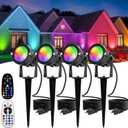 Halloween Decoration Outdoor: Spotlight RGBW with Remote Control 16 Color Changing LED Landscape Lighting Plug in 120V Waterproof Outdoor Spot Light for Yard Garden Patio Lawn Christmas Décor, 4 Pack