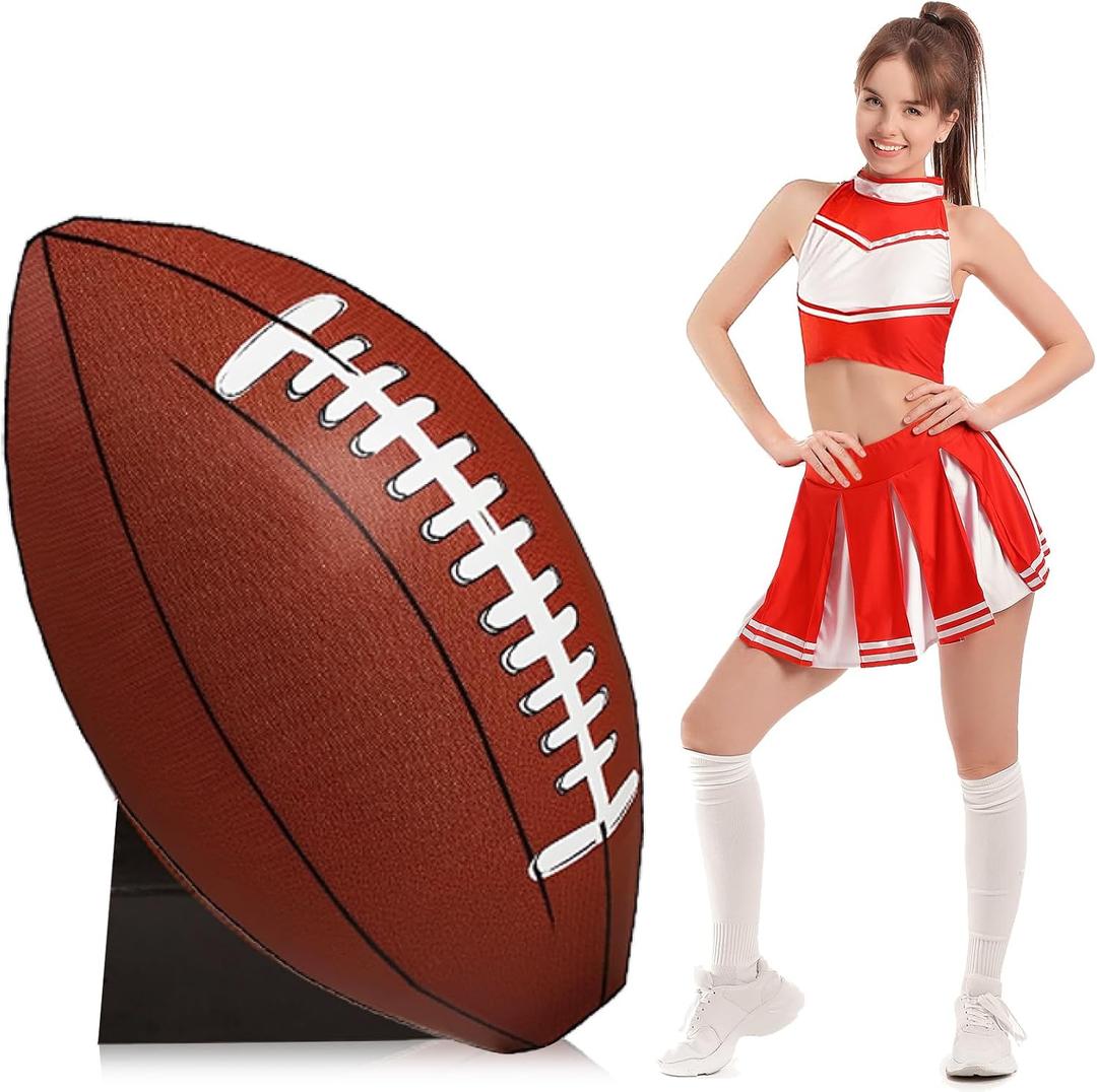 Chunful 4 ft Large Football Cardboard Cutout Stand up Life Size Football Party Decorations 3D Sport Photo Props Backdrops for Sports Theme Birthdays Baby Shower Decor Supply (Red,white and Black)