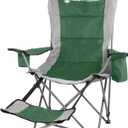Camping Chair with Foot Rest - 300lb Capacity Beach Chair with Footrest, Cupholder, and Cooler Pouch - Portable Chair by Wakeman Outdoors (Green)
