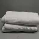 POLYTE Microfiber Oversize Quick Dry Lint Free Bath Towel, 60 x 30 in, 3 Pack (White, Waffle Weave)