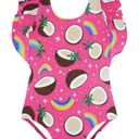 BliBliTaTa Girls One Piece Cute Swimsuit with Ruffled Straps, UPF 50+ Beach Bathing Suit for Toddler Girls, Swimwear 3 Month 1t 2t 3t 4t 5t 6 7 8 9 10 12 Years Cloud-6Y