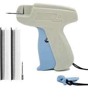 Mini Stitch Gun Kit, Tagging Gun for Clothing, Easy Stitch Hemming Gun for Clothes, Quick Cloth Fixer Gun Kit with 2 Needles, 1500 Black & 1500 White Plastics Fasteners (White Blue)