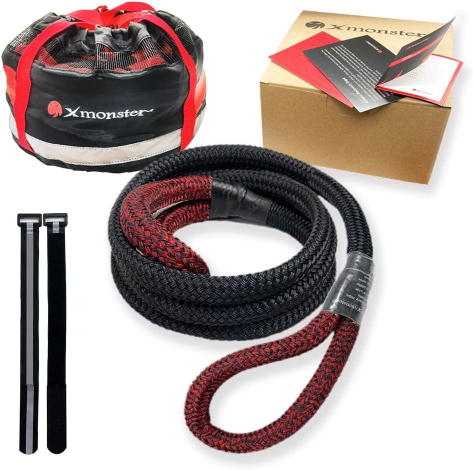 Kinetic Recovery Bridle Extension Rope 3/4' x 10' (MBS 22,000 lbs) Two Recovery Points, Black