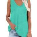 CRAZY GRID Women's Deep V-Neck Sleeveless Summer Casual Loose Fit Shirts Basic Tees Soft Tops Mint Green XX-Large