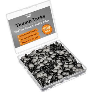 Mr. Pen- Thumb Tack, 500 Pack, Black, Flat Push Pins Bulk, Metal Roundness Push Pins Office Tacks for Corkboard, Hanging Maps, Poster, Picture and Creating Different Art Project