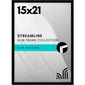 Americanflat 15x21 Picture Frame with Polished Plexiglass - Streamline Collection - Thin Border Picture Frame for Wall Display - Hanging Hardware Included - Black