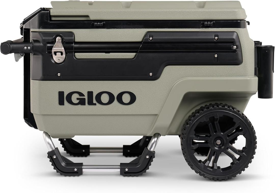 Igloo Trailmate Journey 70Qt Wheeled Cooler | Insulated Hard Shell Ice Chest (Olive Green)