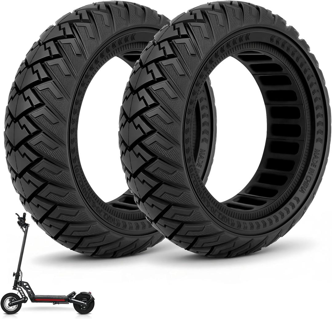 SYACHI 10 x 2.70-6.5 Off-Road Solid Tire for Electric Scooter, Tubeless Off-Road Tires, 10 Inch Tubeless Tyre, 10 x 2.70-6.5 Vacuum Tyres Compatible with Kugoo G-Booster G2 Pro Electric Scooter 2 PCS