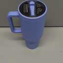 HydroJug Traveler - 32 oz Water Bottle with Handle & Flip Straw - Fits in Cup Holder, Leak Resistant Tumbler-Reusable Insulated Stainless Steel & Rubber Base - Gifts for Women & Men, Light Blue