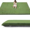 1.3" Thick Baby Floor Play Mat 50x50, Basic Padded Foam Mat for Tummy Time Crawling, Non Slip Cushioned for Babies Toddlers Infants Kids (Olive)