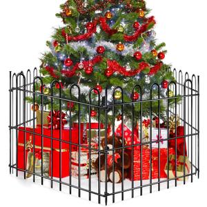 25 Panels Decorative Garden Fence, 50ft X 32in Rustproof Metal Animal Barrier Fence, No Dig Fence Garden Fence, Arched Flower Bed Edging Ornamental Wire Border Fencing for Outdoor Yard, Patio Decor (Black)